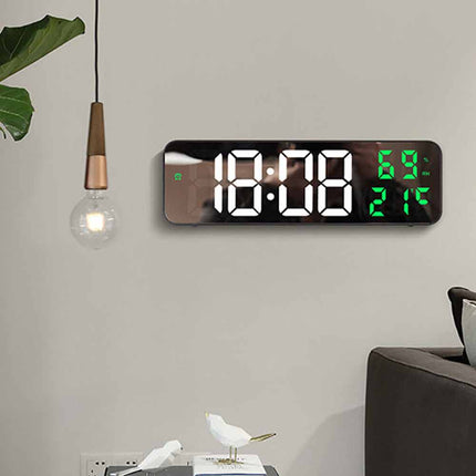 LED Digital Wall Clock, Large Screen with Time, Temperature & Humidity Display