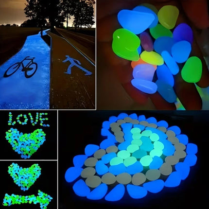 200PCS Glow in the Dark Garden Stones Luminous Outdoor Decoration Gifts