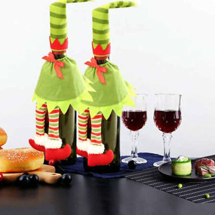 4Pcs Christmas Santa Hat Bottle Toppers Wine Bottle Cover Xmas Table Decor