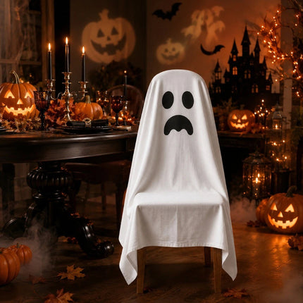 Halloween Skull Pattern Chair Cover, Dining Seat Protector 120x200cm