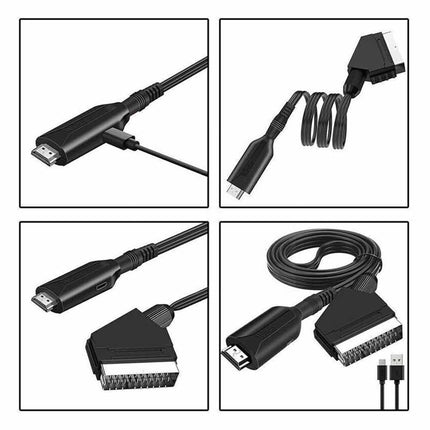 Portable SCART HDMI Converter Adapter Video Audio with USB Cable for TV