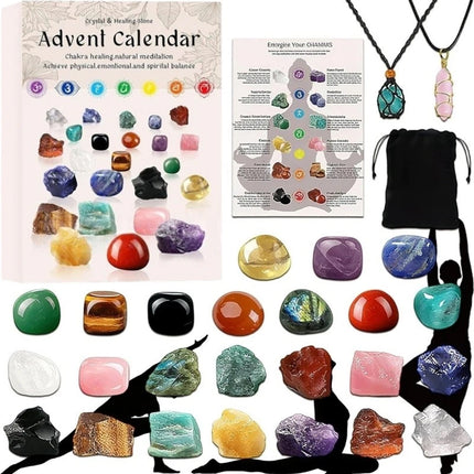 Christmas Crystal Advent Calendar 2025, 24 Healing Crystals Countdown Box
