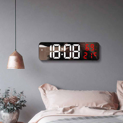 LED Digital Wall Clock, Large Screen with Time, Temperature & Humidity Display