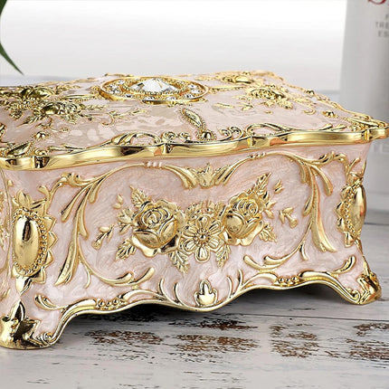 Vintage Alloy Jewellery Box, Trinket Organiser Ring Necklace Storage Case Gift