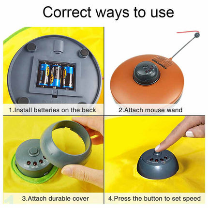 Electronic Interactive Cat Toy with Rotating Mouse for Puzzle Play