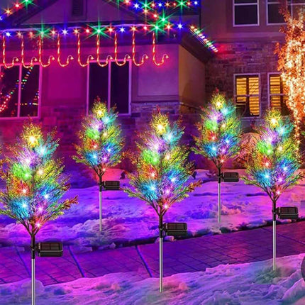 2 Pack Solar Christmas Tree Stake Lights Outdoor Waterproof Multi-Color
