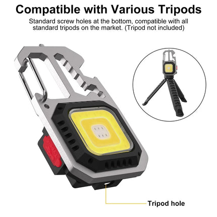 1x USB Rechargeable LED COB Work Light Mini Magnetic Keychain Torch Lamp
