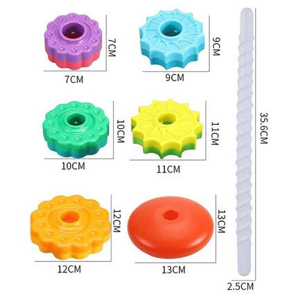 Fun Spinning Rainbow Stacking Tower with Gears for Toddlers