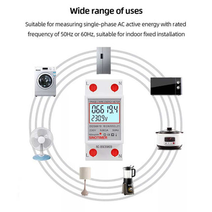 LCD Digital Power Meter KWH Electric Meter 220V 230V 50 60Hz Indoor