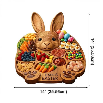 Wooden Easter Bunny Cold Dishes Board 14"x14", Easy Clean Kitchen Tool