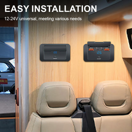 DC 12V-24V PD USB-C Fast Car Charger Socket Power Outlet Panel
