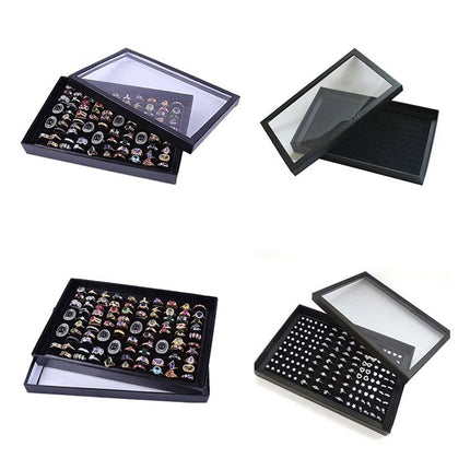 100-Slot Jewelry Ring Earring Storage Box Display Organizer Tray, No Rings
