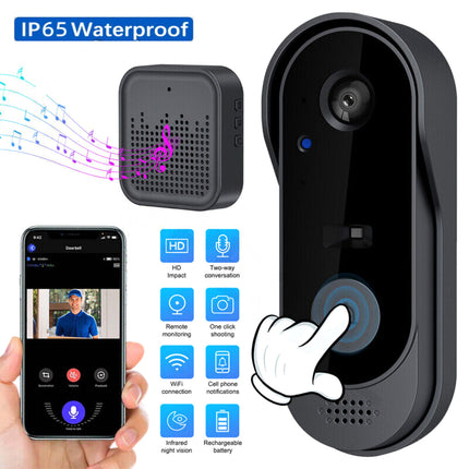 Wireless Smart Doorbell with WiFi Tuya Security Camera Phone Ring Alert