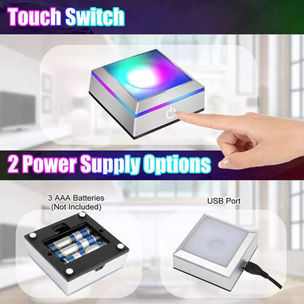 3D LED Light Base Display Stand Square Round for Crystal Art Glass