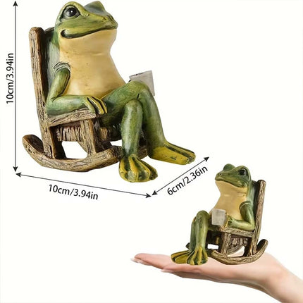 Solar Powered Frog Statue LED Light, Mini Garden Ornament Indoor/Outdoor