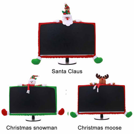 Christmas Computer Monitor Cover Xmas Decoration for Office Decor