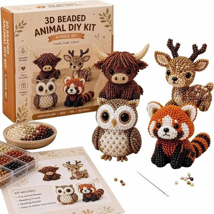 3D Beaded Animal DIY Kit – Cute Bead Embroidery Craft for Kids