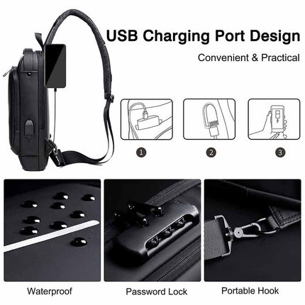 Anti-Theft Sling Crossbody Backpack with USB Port for Men