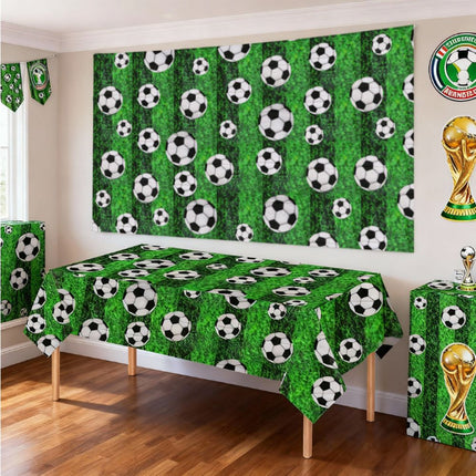 2-Pack Soccer Theme Disposable Tablecloth for Party Background Cover