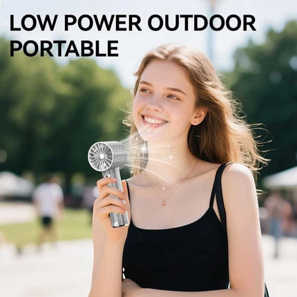S5 Full White Diamond Handheld LED Turbo Fan 199 Gears Mini Personal Fan