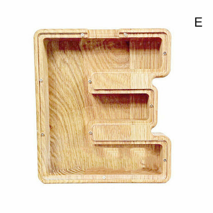 Wooden Piggy Bank, Funny Letter Coin Money Box for Kids & Adults Gift