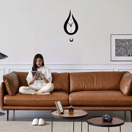 Modern Waterdrop Silent Wall Clock Acrylic Pendulum Hanging Decor