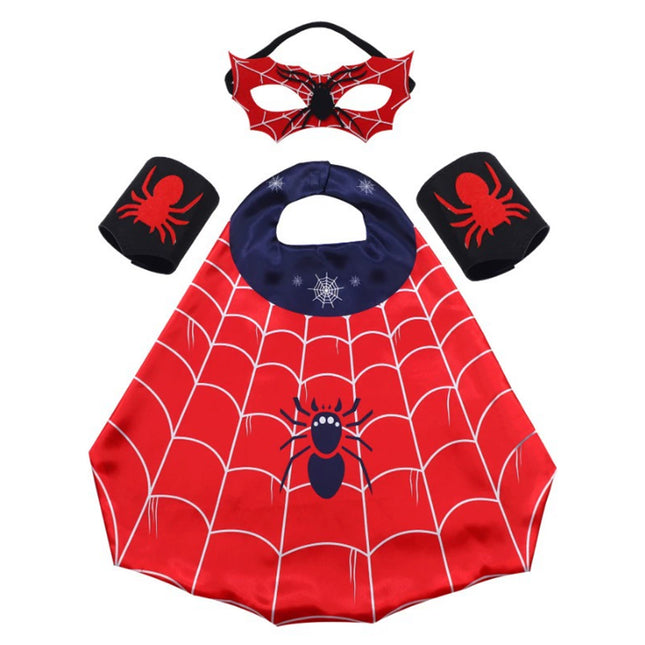 4pcs Kids Superhero Cape & Mask Cosplay Costume Set for Boys Girls