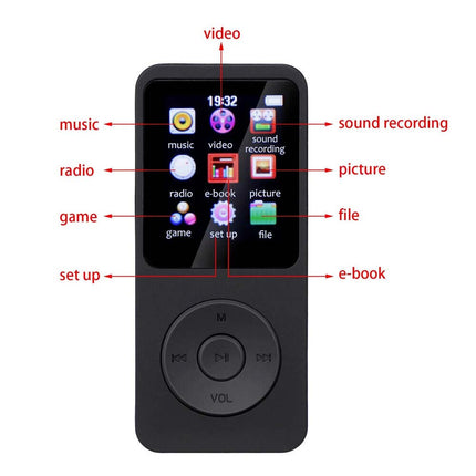 Portable 64GB MP3/MP4 Player, 1.8" Display, FM Radio, Recorder