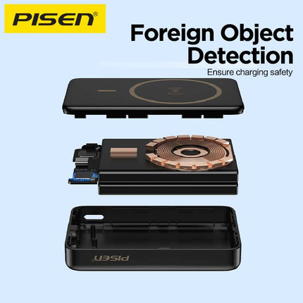 PISEN Magnetic Wireless Power Bank 10000mAh 30W, PD QC3.0 Super Fast Charge