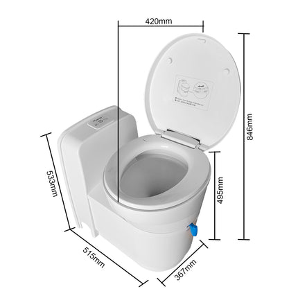 RV Caravan Toilet 3J-W5000 – Compact Hygienic Rotating Bowl, 17.2L Tank
