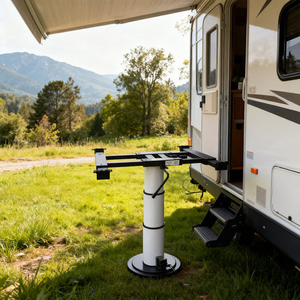 Adjustable Height Lift Boat RV Table Leg - 360° Rotating Swivel Pedestal, Sturdy Design for Caravan, Camper & Boat Indoor Use