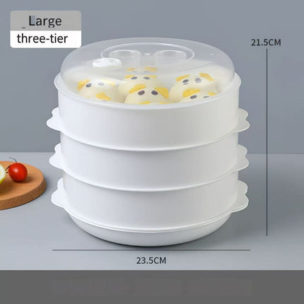 Multi-Layer Plastic Microwave Steamer Basket, Large Capacity Heat-Resistant