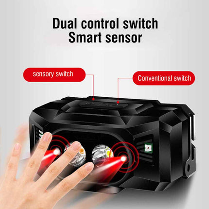 Smart Sensor LED Head Torch Rechargeable Headlamp Fishing Camping Light