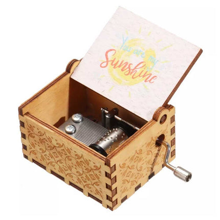 Hand Cranked You Are My Sunshine Music Box Black Engraved Gift