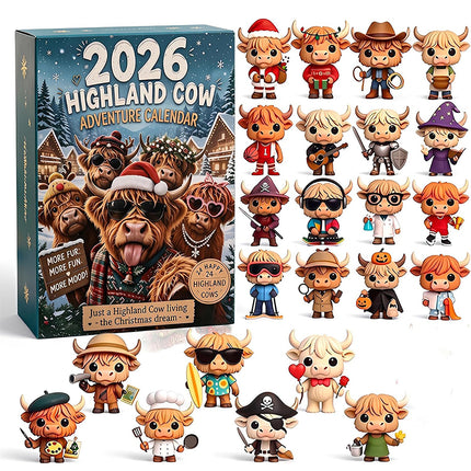 3D Highland Cow Advent Calendar 2026, 24 Days Christmas Countdown