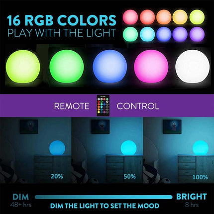 16 Color RGB LED Globe Lamp Remote Control Mood Light Night Orb 15cm