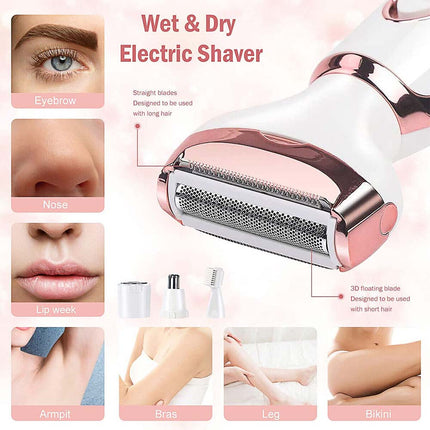 4 in 1 Women's Electric Shaver Cordless Rechargeable Painless Bikini Trimmer