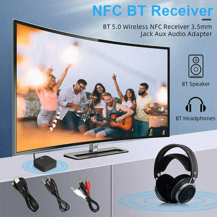 Wireless Bluetooth 5.0 Audio Receiver NFC 3.5mm Jack to 2RCA Music Adapter