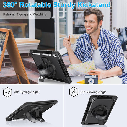 Rugged Outdoor Shockproof Case for iPad Pro 11" M4, Built-in Pen Holder Slot
