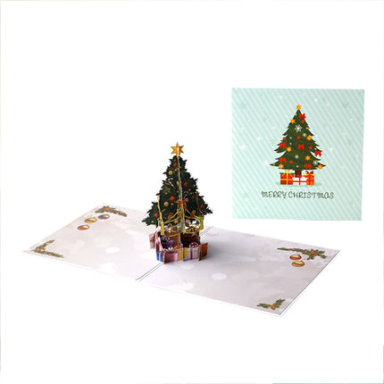 3D Pop-Up Christmas Tree Gift Greeting Card, Festive Xmas Holiday Card