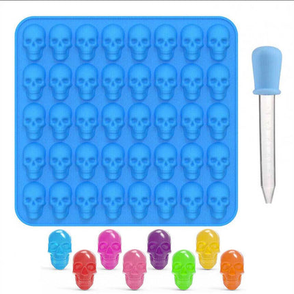 40 Cavity Silicone Halloween Skull Gummy Candy Jelly Mold Ice Tray
