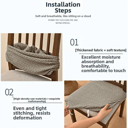 Stretch Dining Chair Seat Covers Jacquard Washable Removable Slipcover