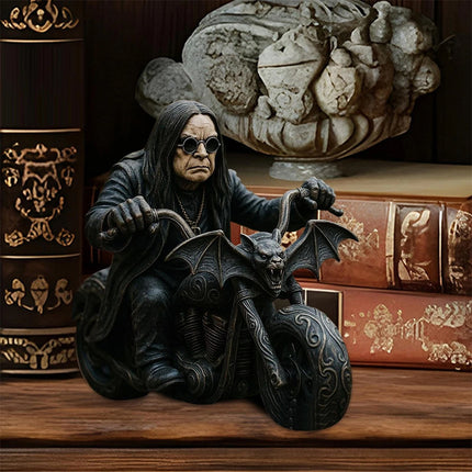 Retro Motorcycle Rider Statue Ozzy Figurine Desk Fan Decor