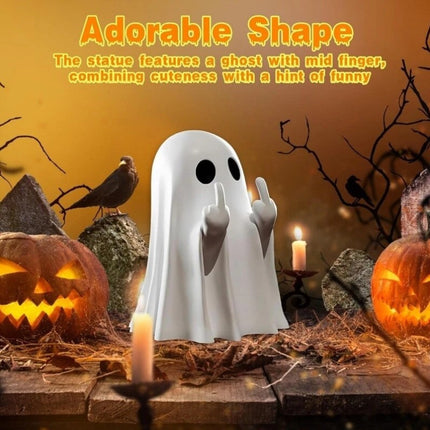 Funny Middle Finger Ghost Statue 9CM Halloween Resin Figurine Home Decor