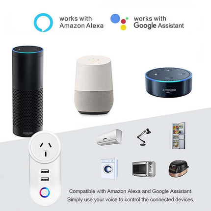 Smart Home WiFi Dual Socket Switch Adaptor, Works with Alexa & Google