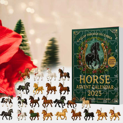 Horse Advent Calendar 2025, 24-Count Horse Pendant, Gallop December