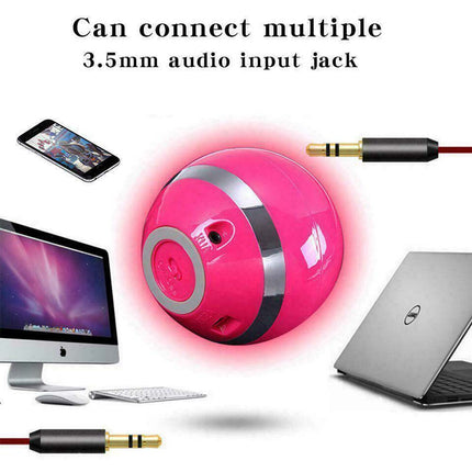 Portable Bluetooth Sphere Speaker, Mini LED Light, Outdoor USB Rechargeable