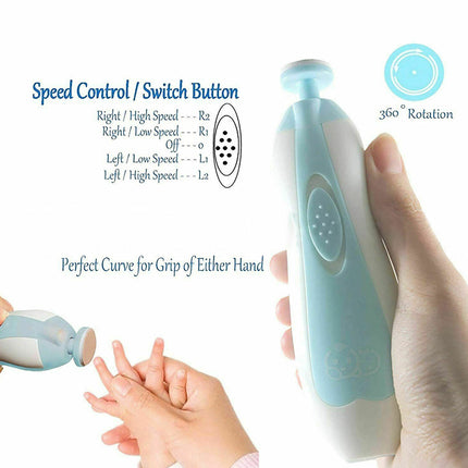 6 in 1 Electric Nail Trimer Infant Newborn Safe Grinder Clipper Tools Set