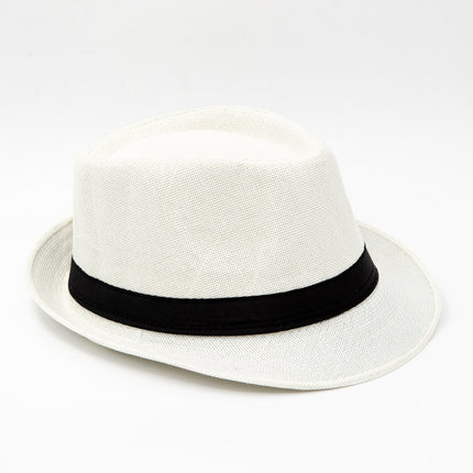 Men Women Summer Fedora Hat Straw Trilby Beach Sun Panama Cap Brim