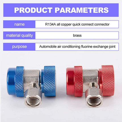 2pcs R134A AC Manifold Adapter Set, High Low Coupler Connector
